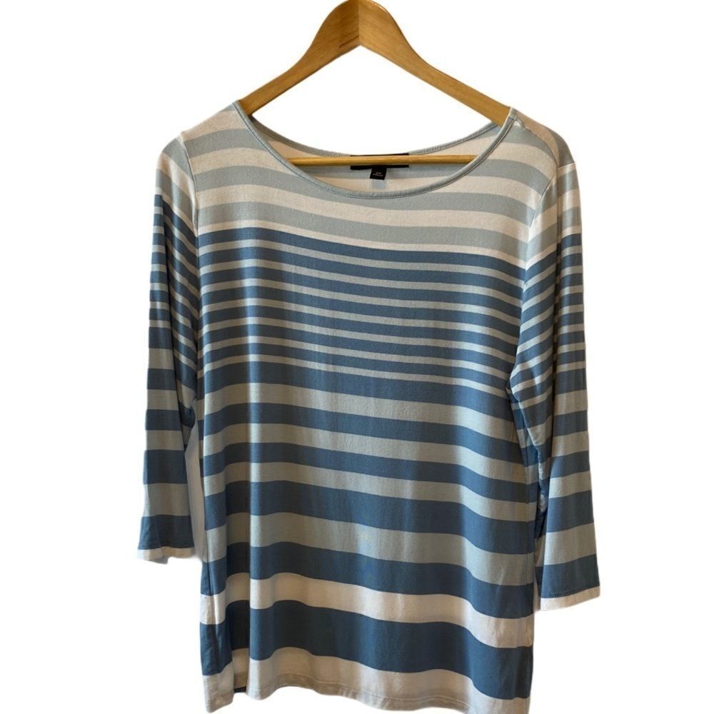 JESSICA Blue & White Striped 3/4 Sleeve Top M